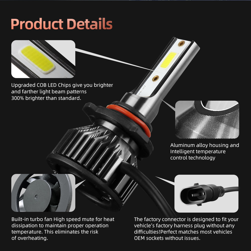 4Pcs LED 9005 Car Headlight 13 - Headlight Aiming Tool ulasan dan harga